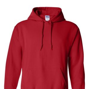 Gildan Adult Hooded Sweatshirt Hoodie. Color: red